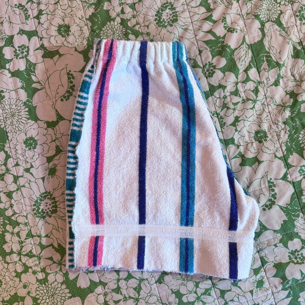 Vintage High Waist Terry Cloth Shorts Handmade Beach Towel Coverup Large - Picture 7 of 8
